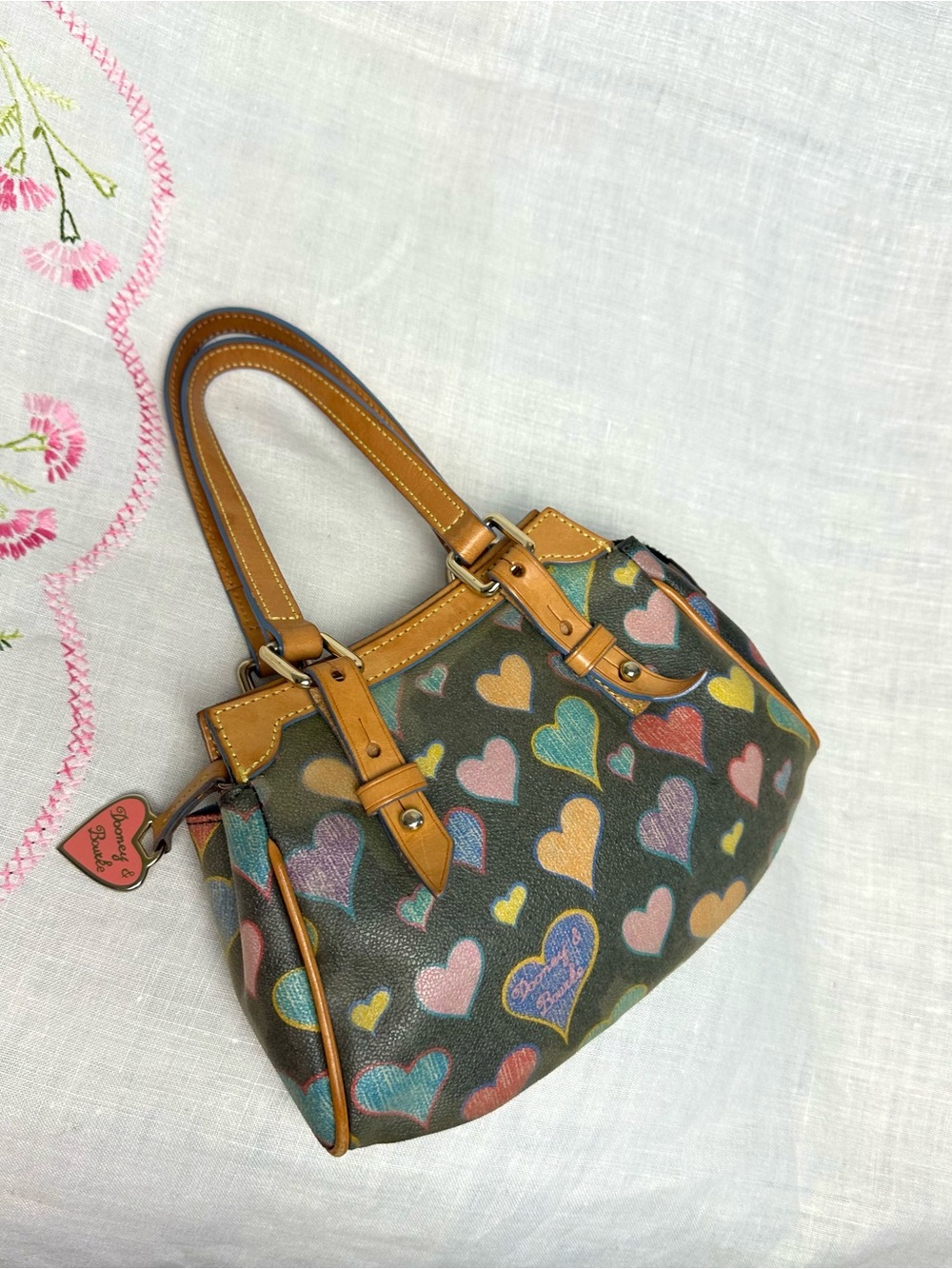 Vintage Dooney & Bourke Hearts Collection Small Shoulder Bag
